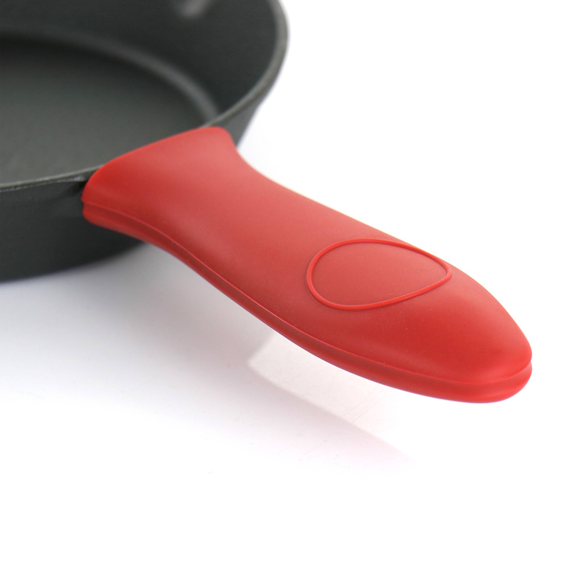 MegaChef Pre-Seasoned Cast Iron 6 Piece Set With Red Silicone Holders